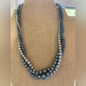 Twisted Gray Faux Pearls‎ Necklace